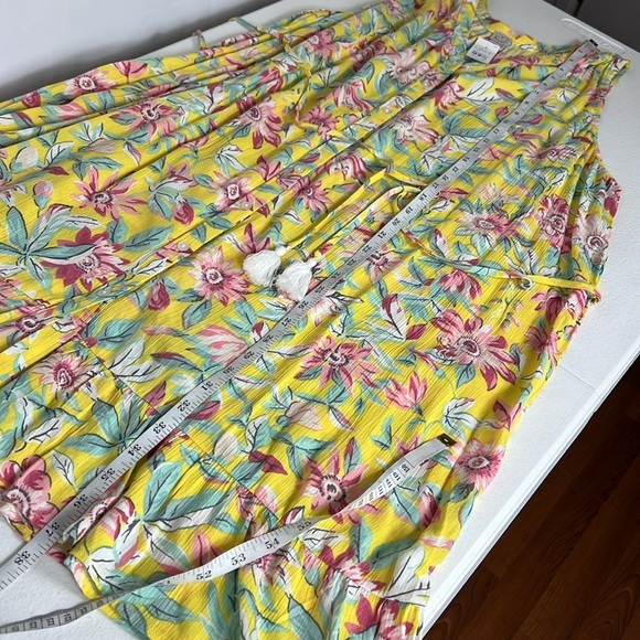 Loft Beach Sz XXL Floral Sundress Yellow w/Tie NWT Summer Beachy Vacation - Picture 7 of 9